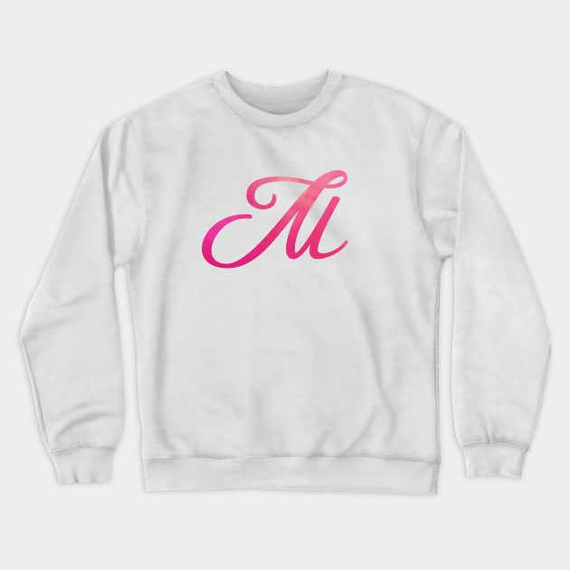 Letter M Monogram, Pink Color Personalized Design Crewneck Sweatshirt by Star58